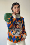 Ethnic Patterned Printed Sweater
