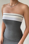 Strapless Dress with Ribbon Detail on the Chest