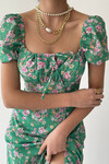 Slit dress with floral pattern