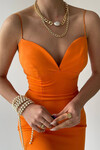 Dress with slit and sweetheart neckline