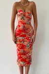 Draped Floral Detailed Dress