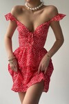 Red flounced dress