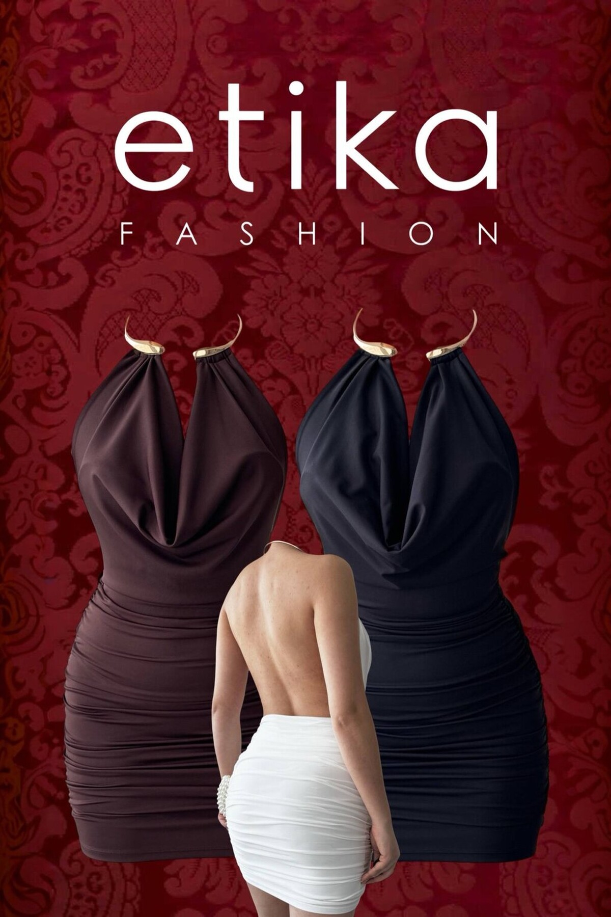 Mezen Boyun Aksesuarlı Elbise