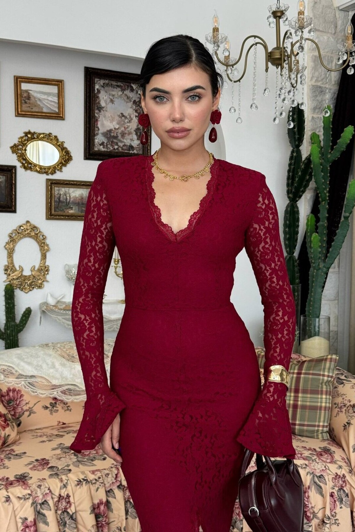Ruyon Dress with Slit Detail