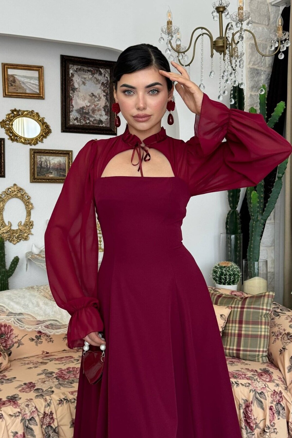 Wome Cape-Detail Dress