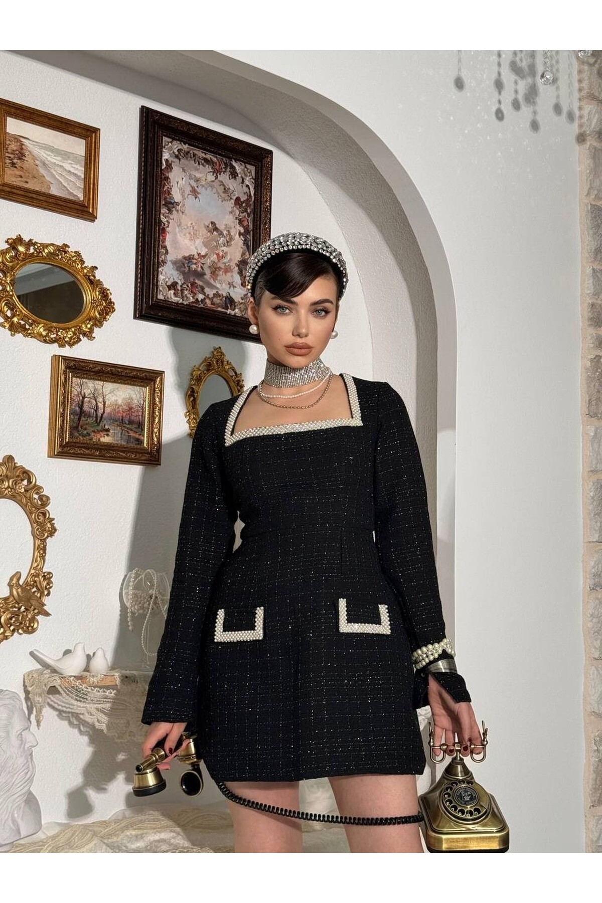 Belor Pearl Detail Dress