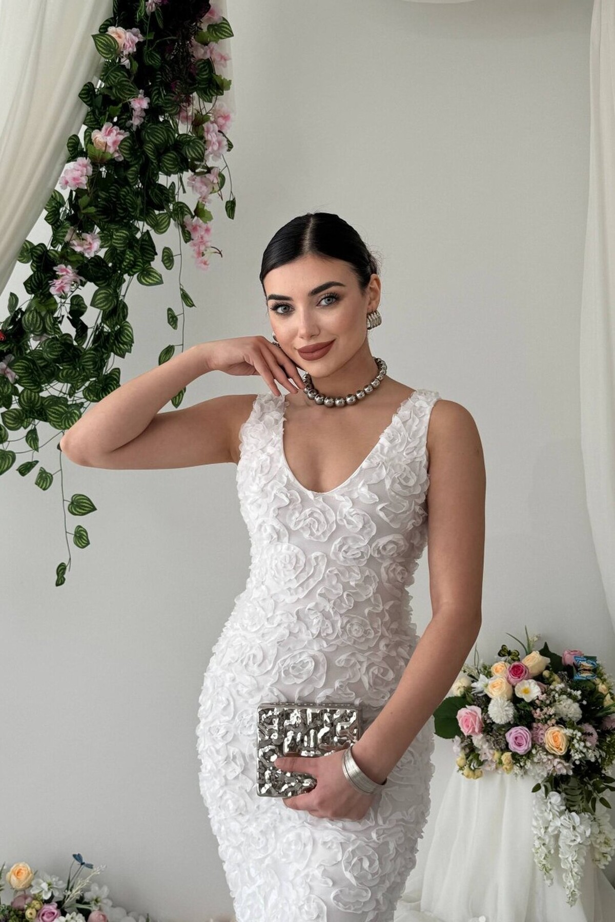 Kren Gül Detaylı Elbise