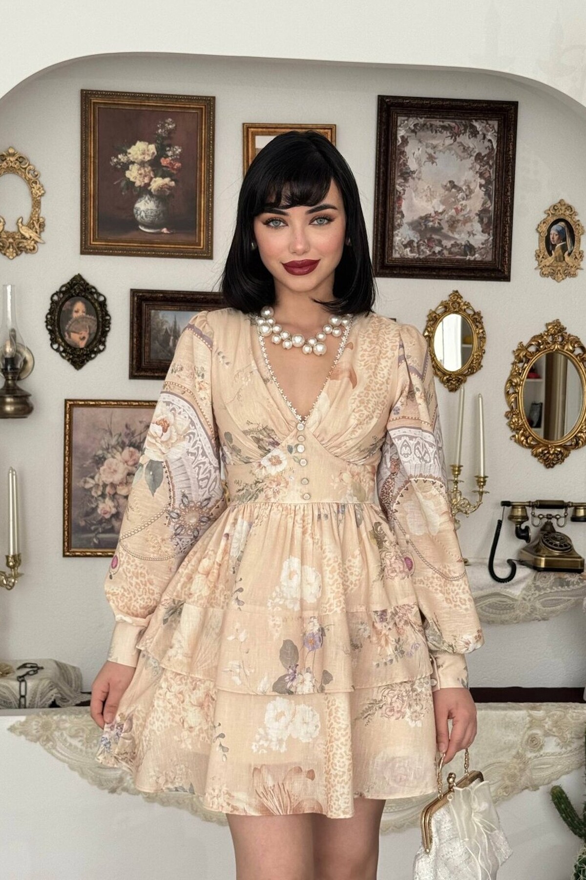 Olven Düğme Detaylı Elbise