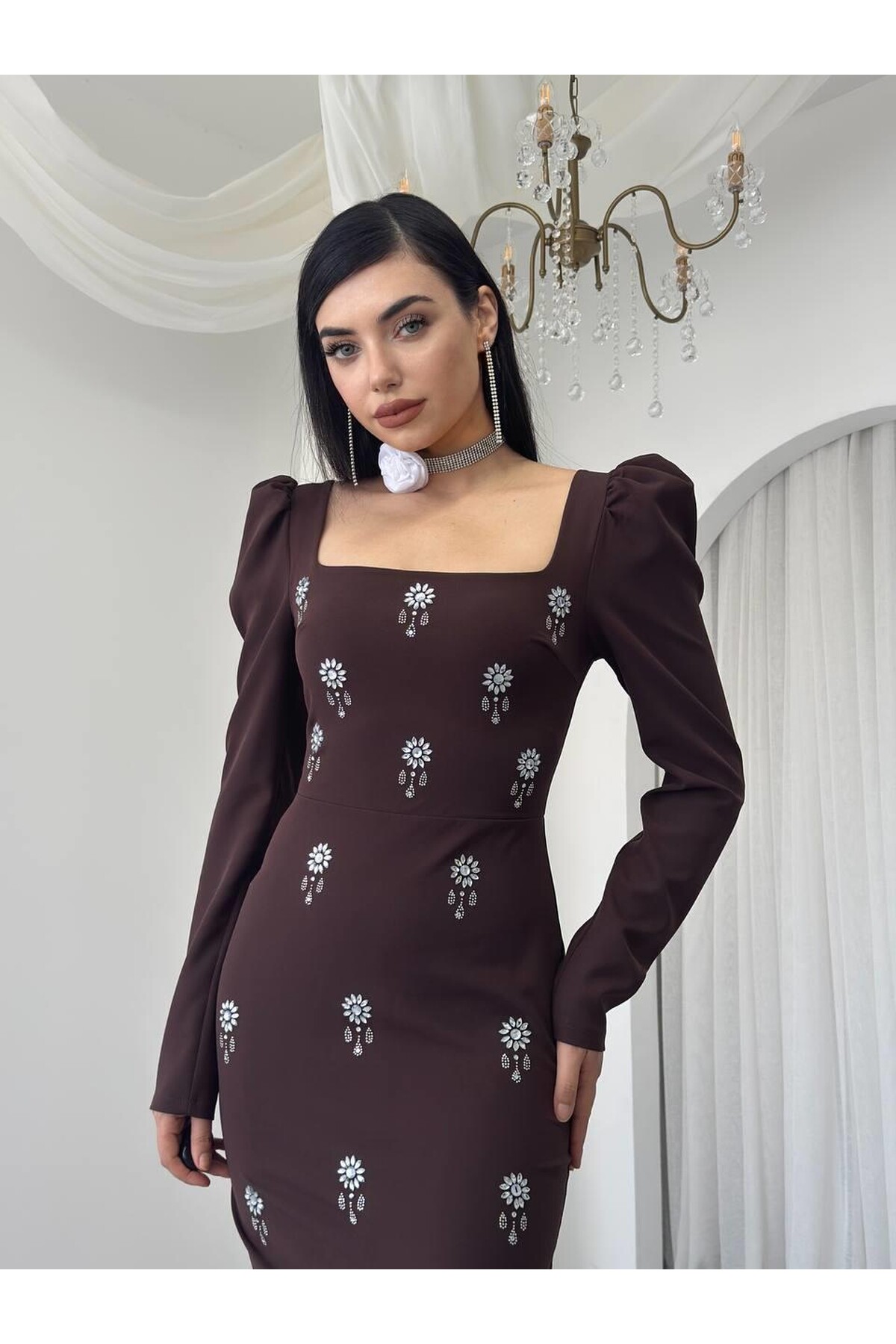 Pera Stone Detailed Dress