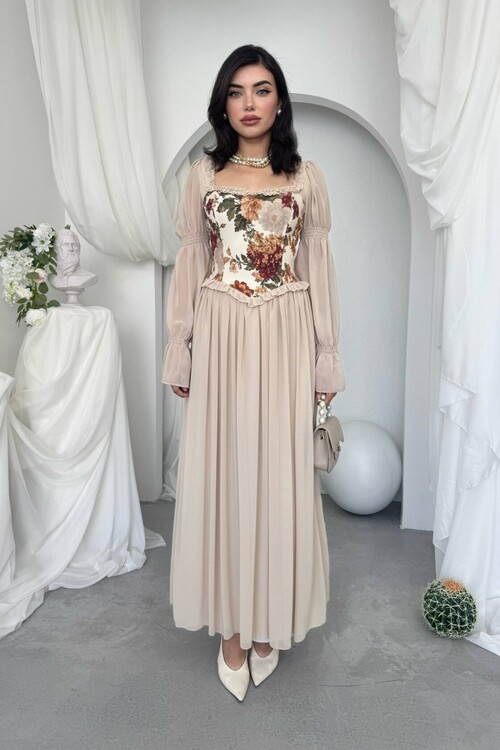 Elfı Çiçek Detaylı Elbise
