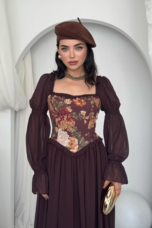 Elfı Çiçek Detaylı Elbise
