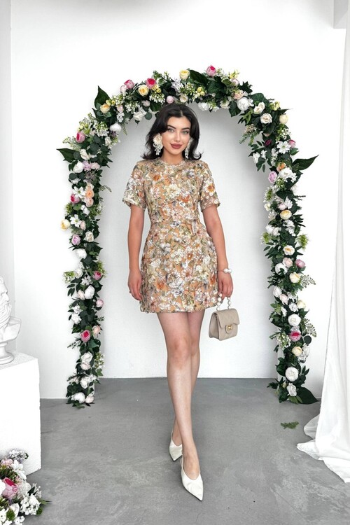 Flowes Kristal Taş Detaylı Elbise
