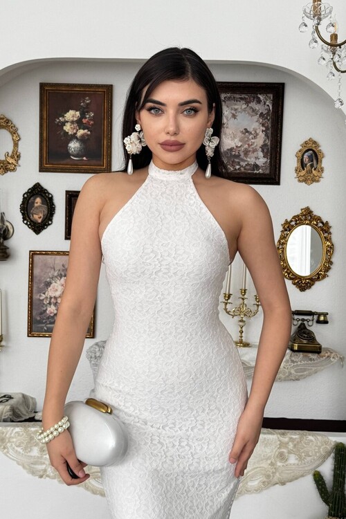 Jons Boyun Bağlamalı Midi Elbise