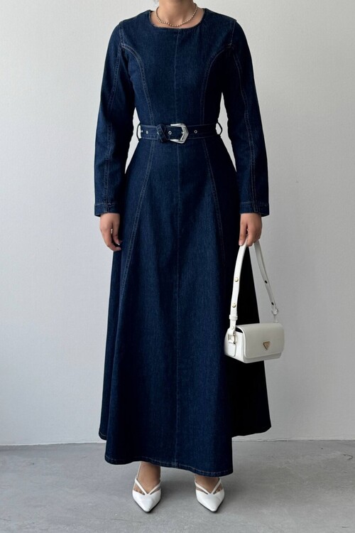 Junsa Belt-Detail Denim Dress