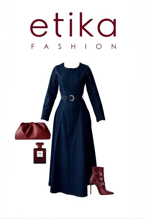 Junsa Belt-Detail Denim Dress