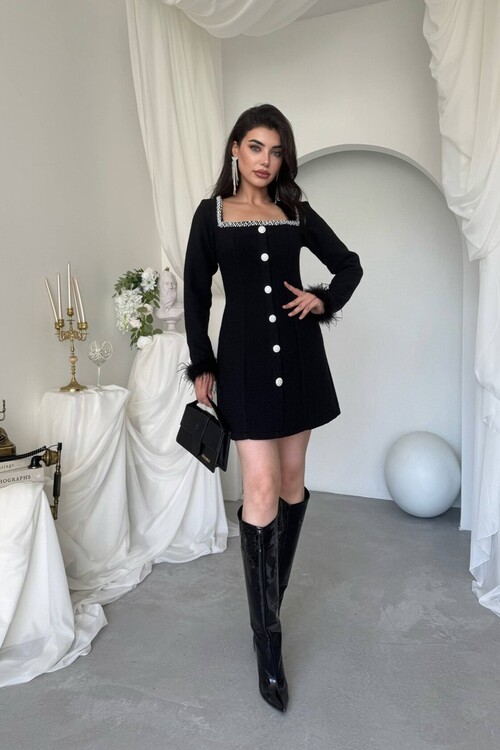 Poner Düğme Detaylı Elbise