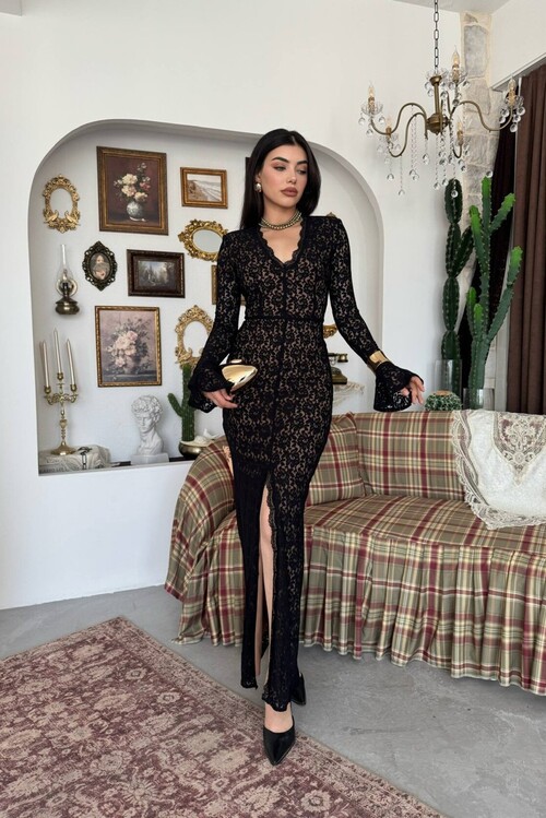 Ruyon Yırtmaç Detaylı Elbise