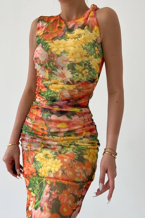 Patterned Tulle Dress