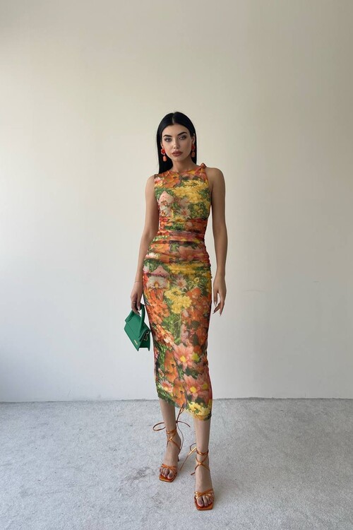 Patterned Tulle Dress