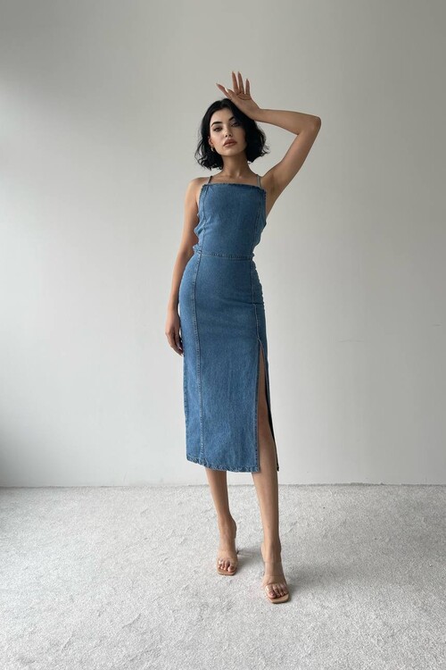 Calvin Slit Denim Dress