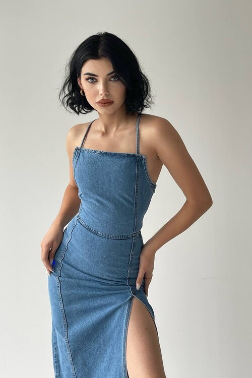 Calvin Slit Denim Dress
