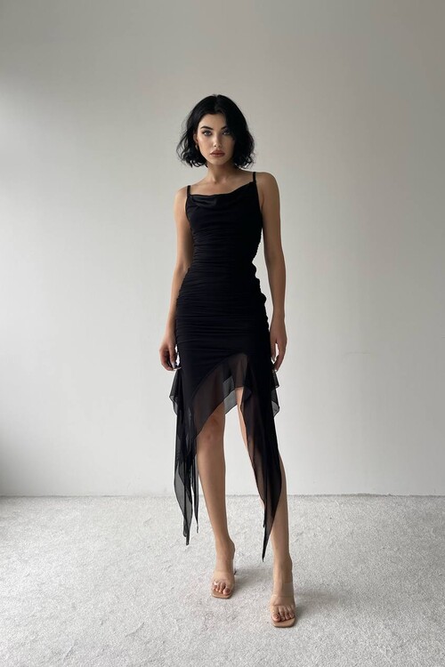 Hardy Asimetrik Tül Elbise