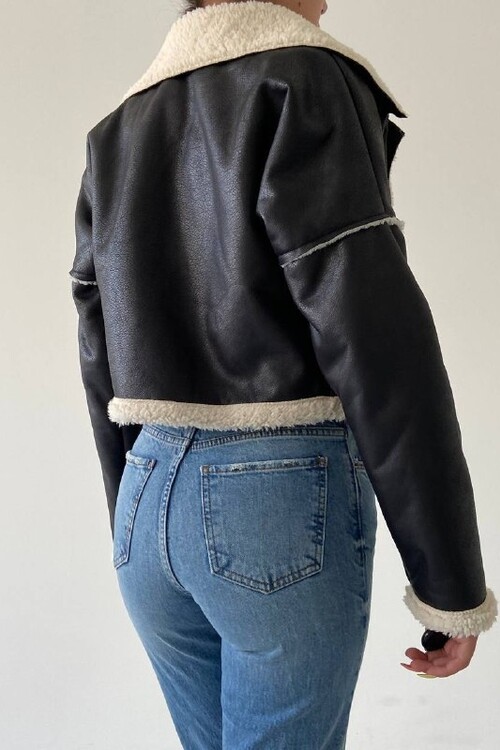 Furry Short Leather Jacket