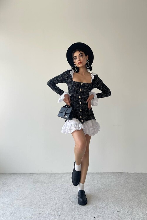 School Pileli Tüvit Elbise