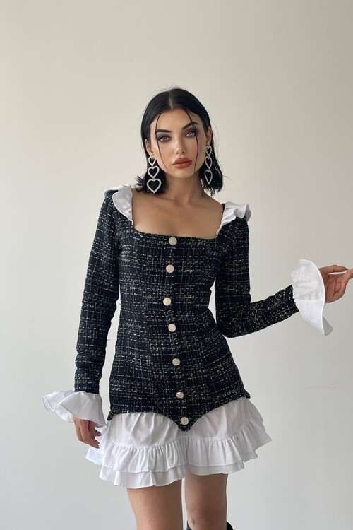 School Pileli Tüvit Elbise