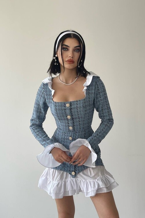 School Pileli Tüvit Elbise