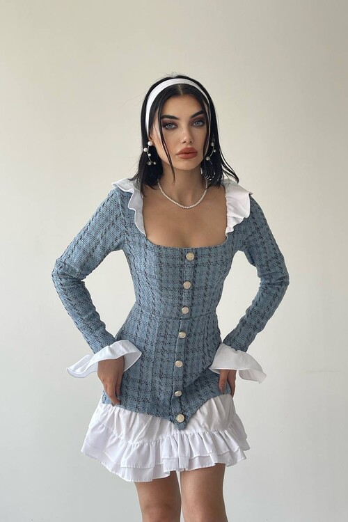 School Pileli Tüvit Elbise