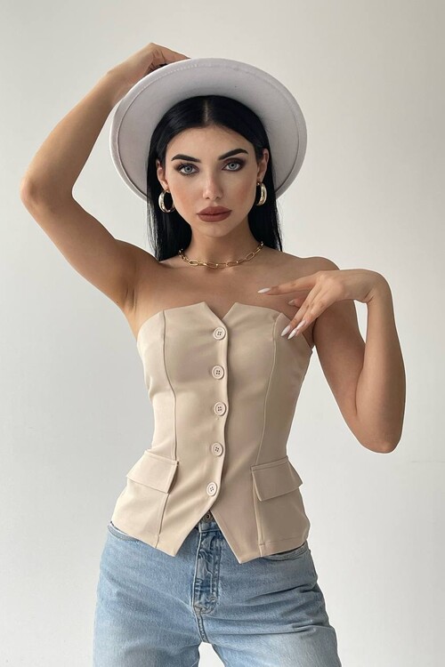 Cristina Buttoned Crop Jacket