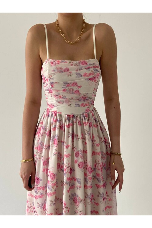 Dena İp Askılı Midi Elbise