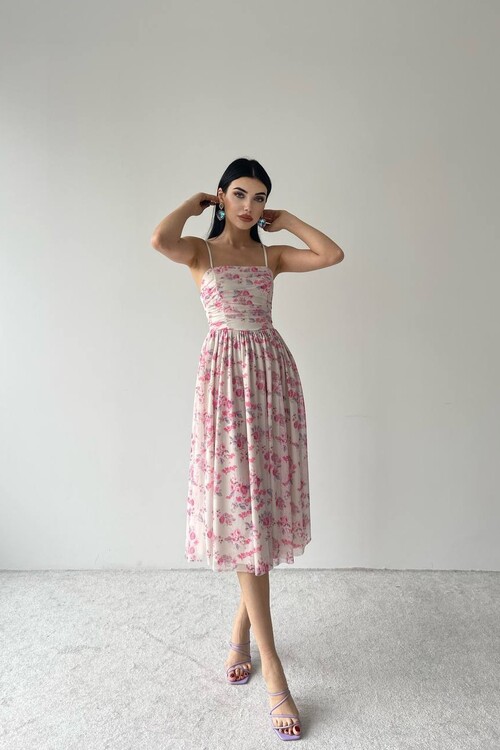 Dena İp Askılı Midi Elbise