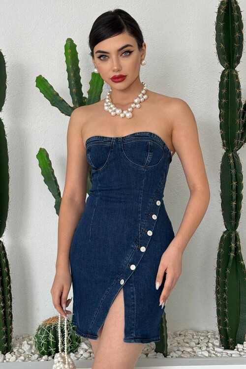 Popeye Jean Straplez Elbise