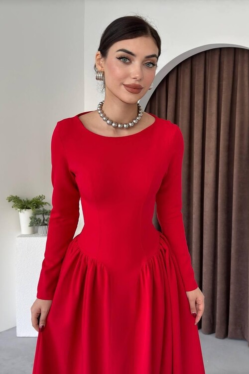 Arnas Oval Büzgülü Elbise