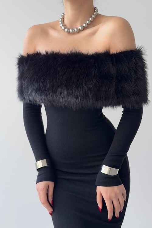 Bestia Strapless Feather Detailed Dress