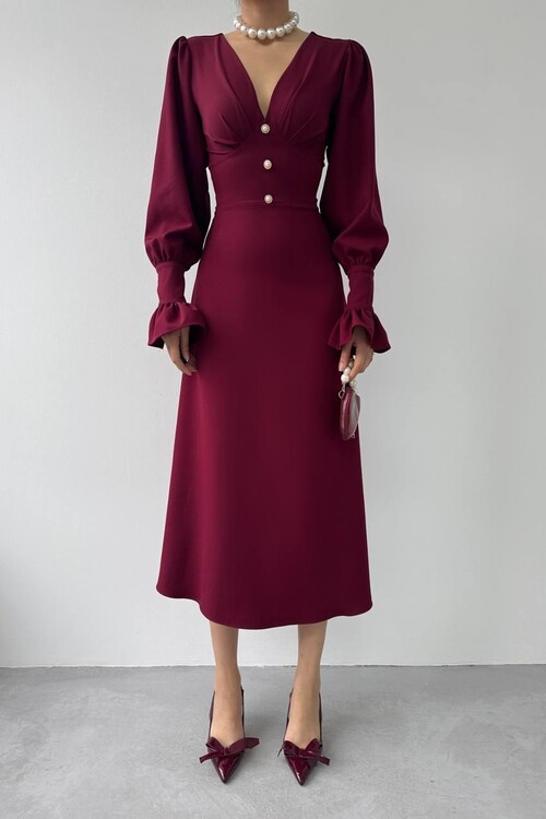 Meta Düğme Detaylı Elbise