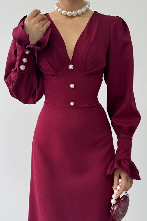 Meta Düğme Detaylı Elbise