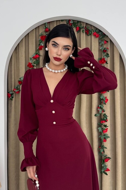 Meta Düğme Detaylı Elbise