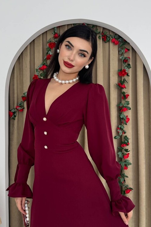 Meta Düğme Detaylı Elbise