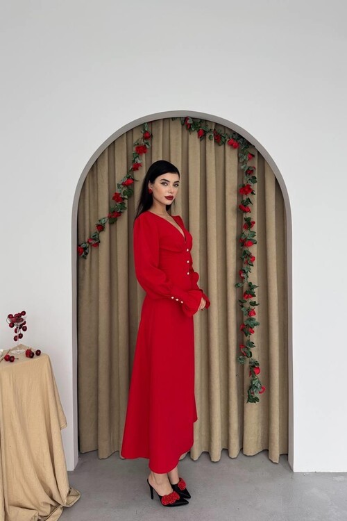 Meta Button Detailed Dress