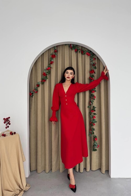 Meta Button Detailed Dress