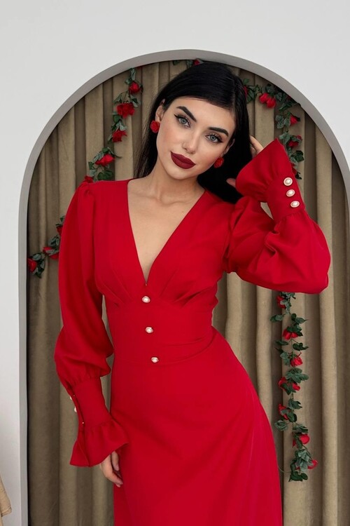 Meta Button Detailed Dress