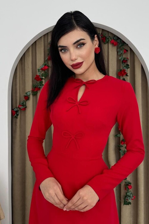 Offse Bow Detailed Dress