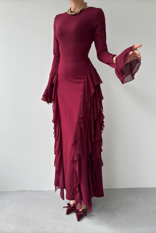 Rel Fırfır Detay Elbise