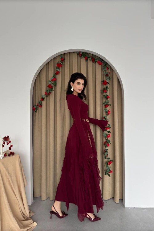 Rel Fırfır Detay Elbise