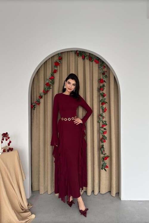 Rel Fırfır Detay Elbise