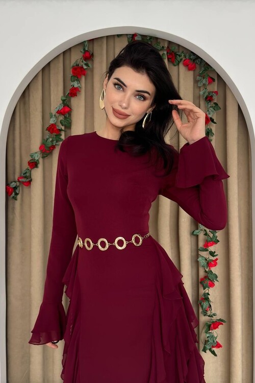 Rel Fırfır Detay Elbise