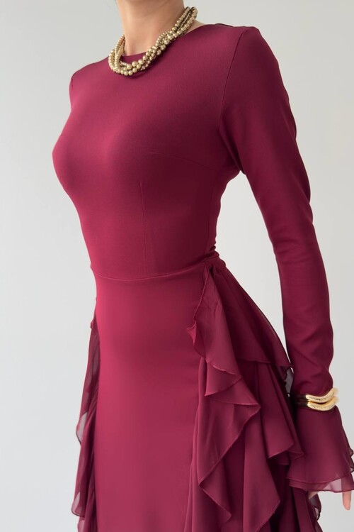 Rel Fırfır Detay Elbise